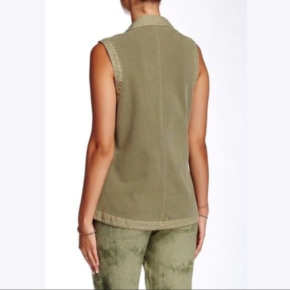 Marrakech for Anthropologie Open Front Linen Vest in Clove Size XS - Picture 2 of 5
